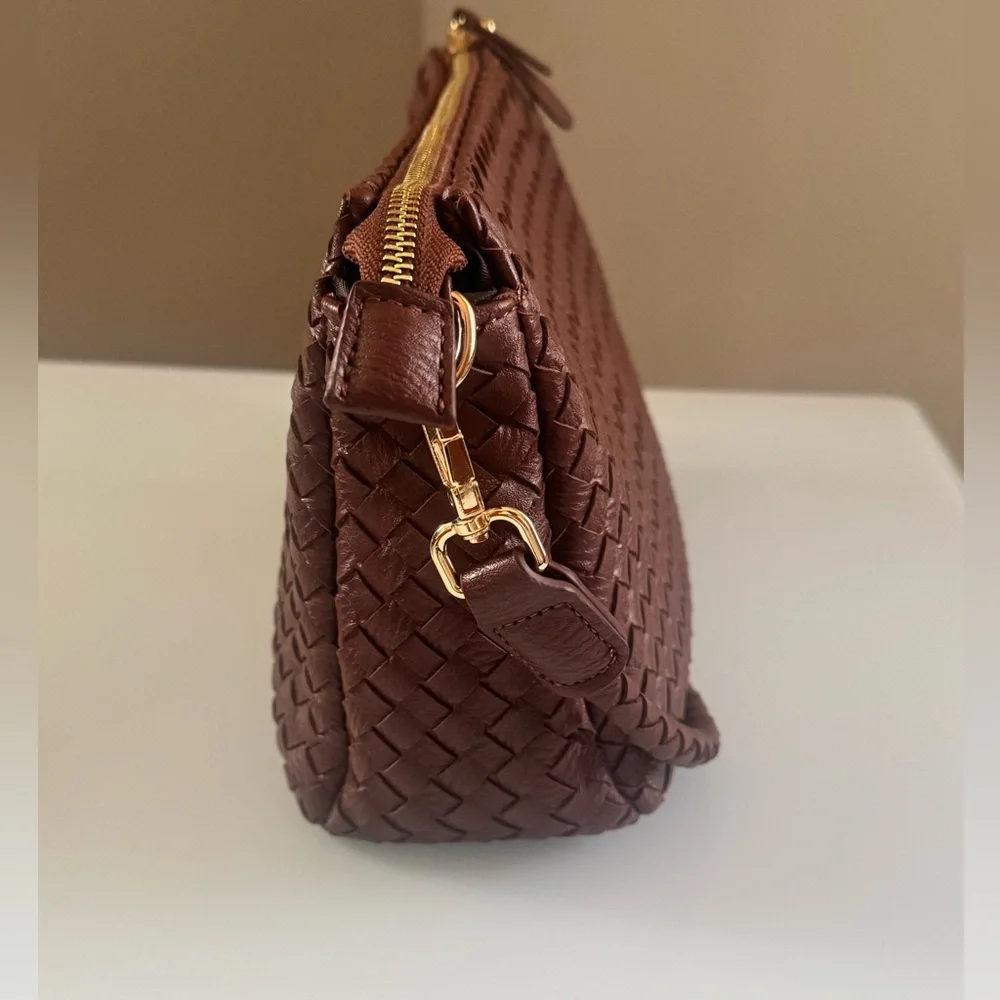 Modern + Chic Elegant Elle Woven shoulder/Crossbody Bag-cinnamon - Picture 5 of 13